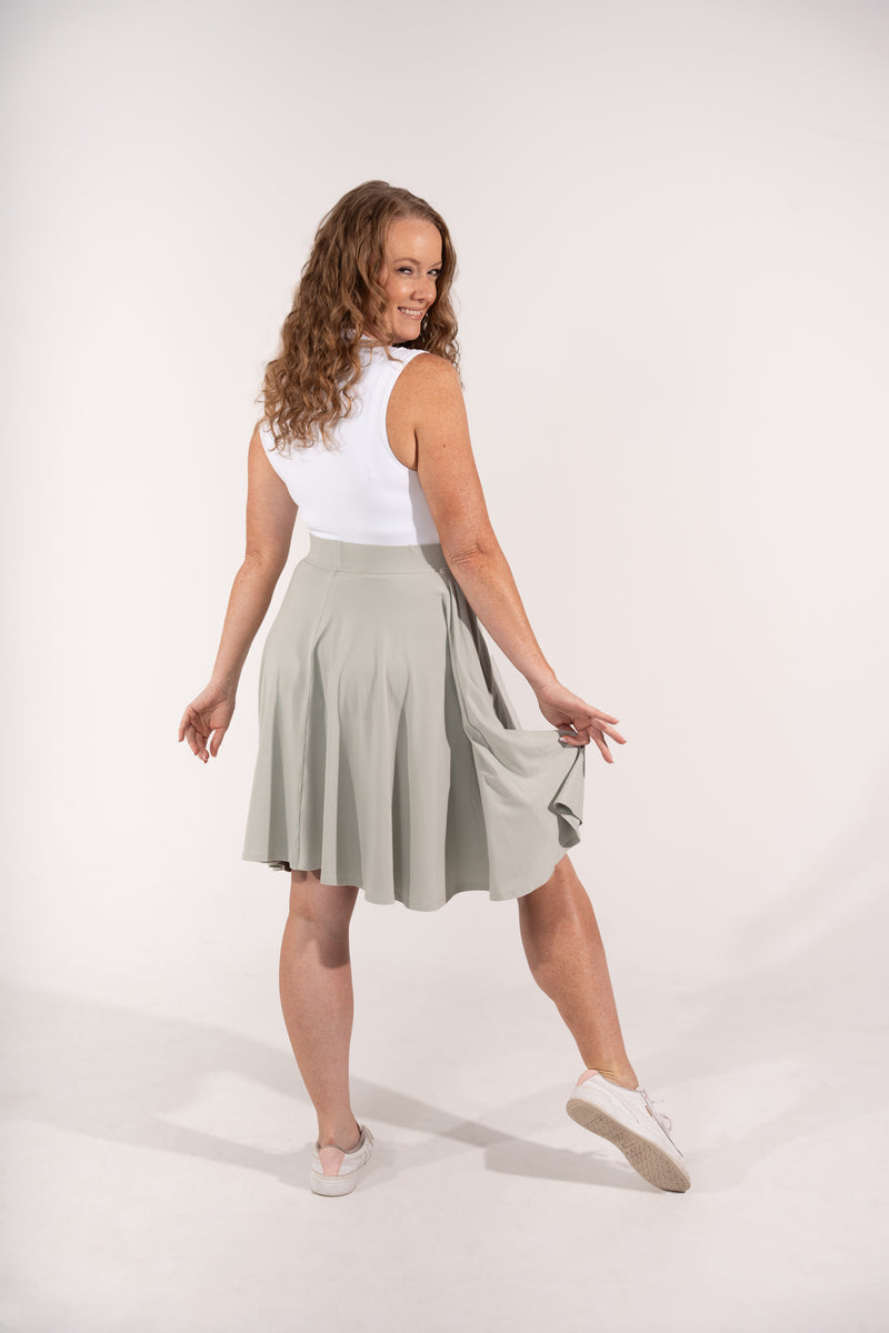 Medium Sage Bee Skirt Back View